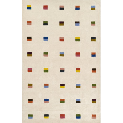 Tapis multicolore en laine touffeté à la main AllModern Form