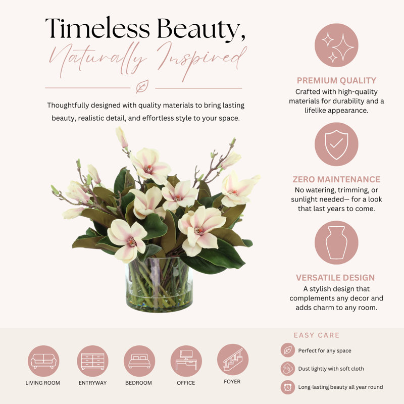 Magnolia Arrangement in Glass Vase
