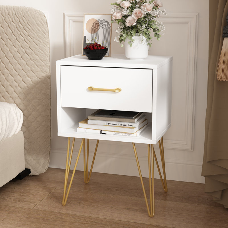 23.6'' H X 15.6'' W Nightstand With Drawer And Open Shelve(Single)