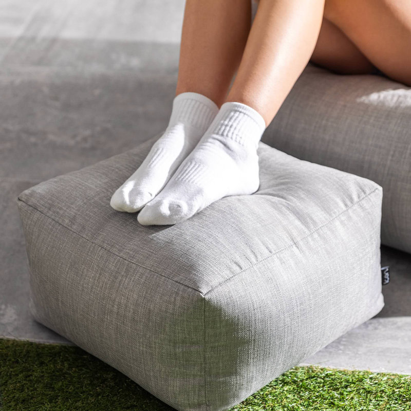 Upholstered Outdoor Ottoman, Grey