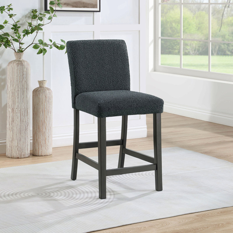 Ensemble de 2 chaises de comptoir rembourrées Boucle, Black