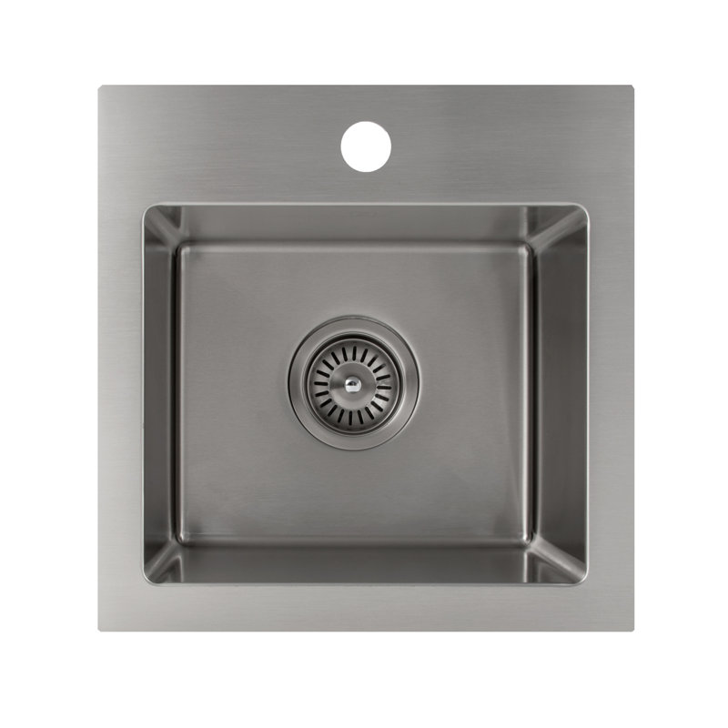 Donner 15" L x 15" W Drop-In Kitchen Sink with Basket Strainer