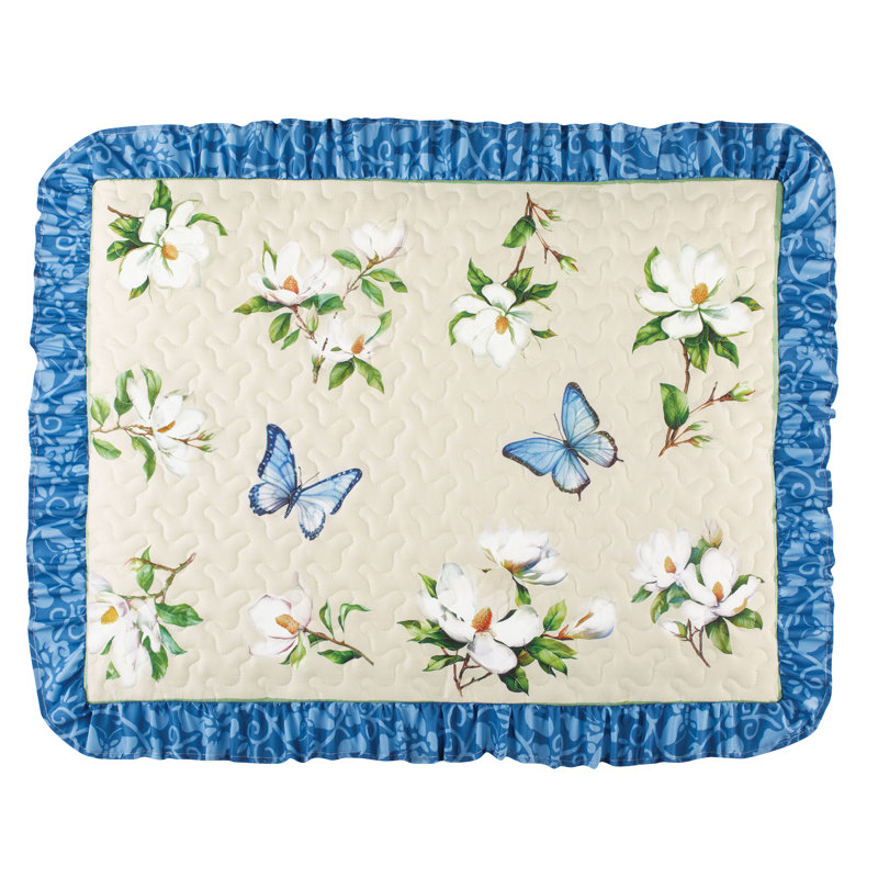 Butterfly Magnolia Ruffled Edge Pillow Sham Set