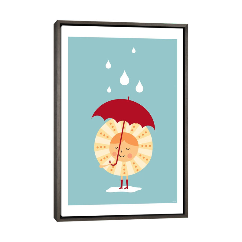 Soleil sous la pluie - impression, Toile avec cadre en bois gris, Pas de tapis, H 60 po x l 40po x P 1,5 po