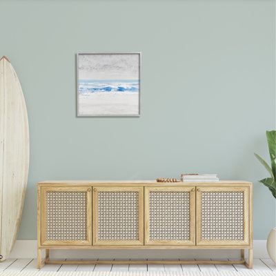 «Abstract Ocean Shoreline Waves Nautical Beach Design» par Tim Ottoole - cadre flottant, reproduction d'art sur toile