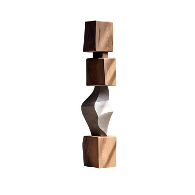 19.69"Wooden decorative piece - brown floor-standing item - abstract sculpture