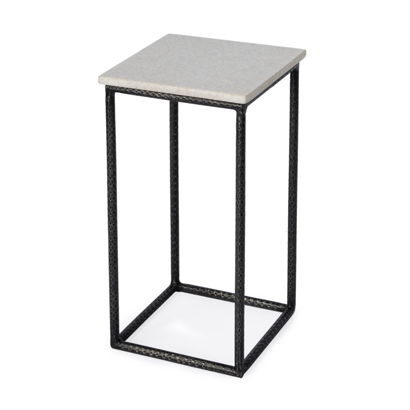 Mabel Marble and Hammered Iron Side Table