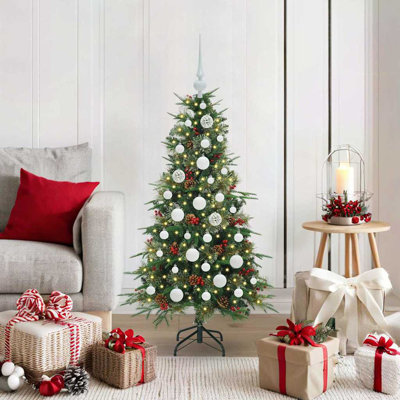 Artificial Hinged Christmas Tree Green PE and PVC