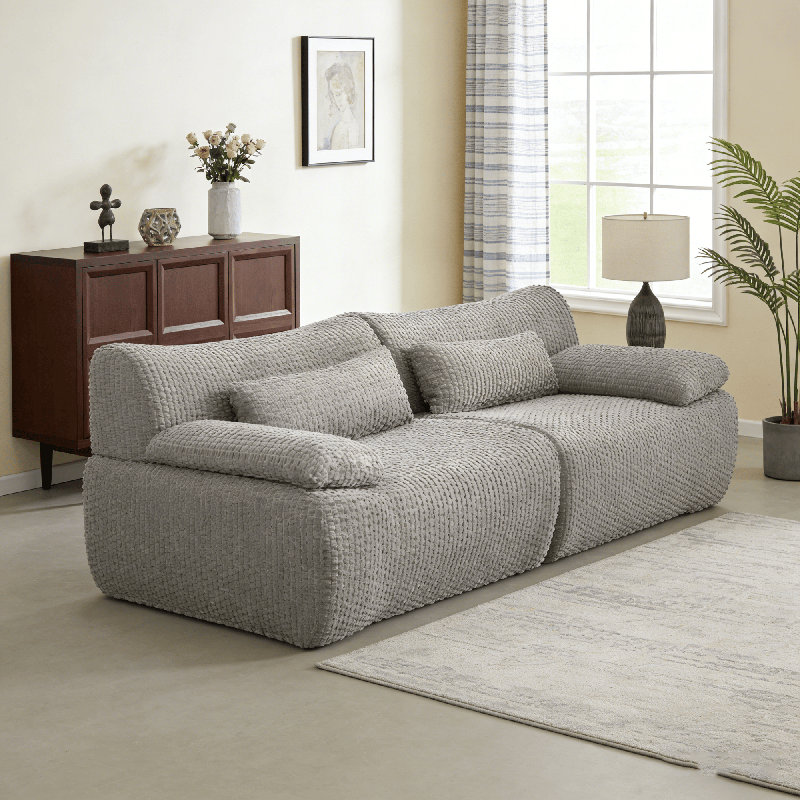 Canapé modulaire de 78,8 po Boneless, Gris