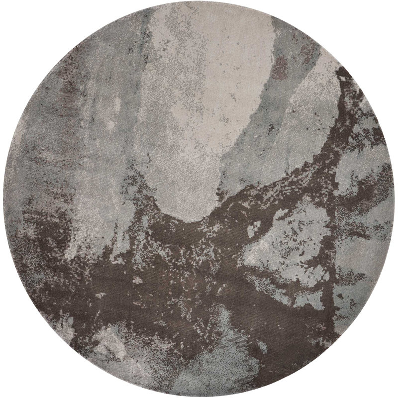 Viscose Abstract Indoor Rug, Round 8'