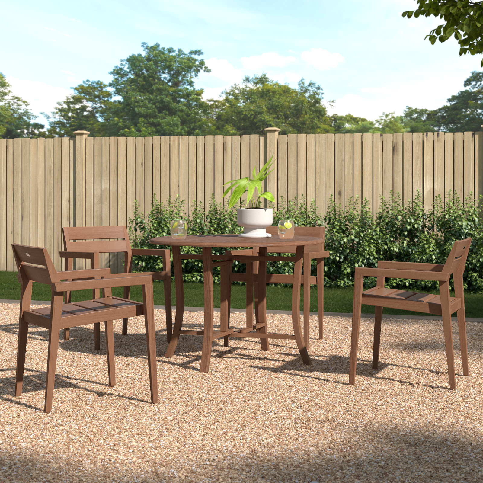 Kinsler Eucalyptus Patio Dining Set, 30" H x 43" W x 43" D