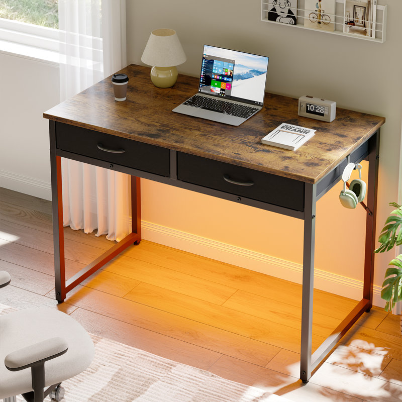 Metal Base Computer Desk, Rustic