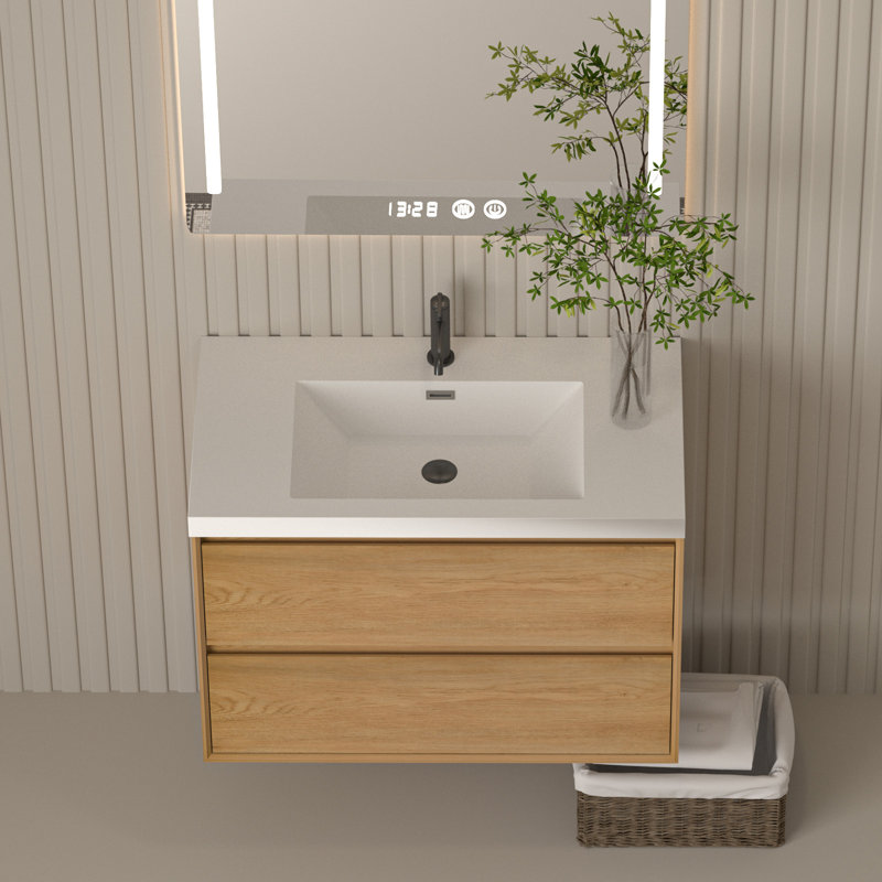 36'' W X 19.48'' D Rectangular Drop-In Resin Single Bathroom Vanity Sink With Overflow