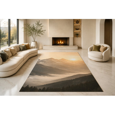 Tapis à poils longs de 6 pi 7 po x 9 pi 10 po «Ultra Léger» Misty Mountain pour salon, chambre à coucher et bureau personnel