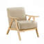 Siège brun rembourré avec structure de chaise en tissu d'hévéa massif-1783927064
