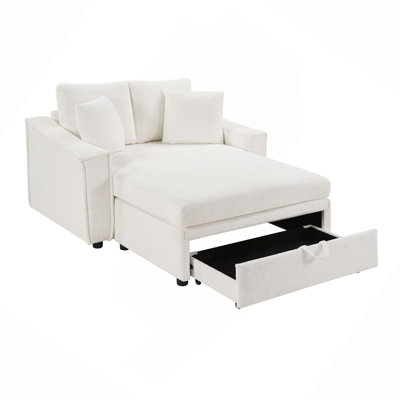Chaise Canapé Canapé-lit de 53,5 po avec coussins et espace de rangement caché pour le salon, la chambre à coucher