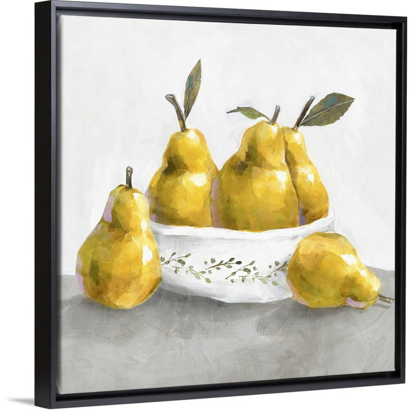 Reproduction d’art sur toile, "poires" par Isabelle Z, H 18 po x l 18 po x P 1,75 po, Cadre noir