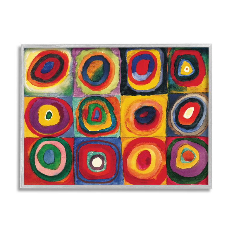 «Modern Circle Shapes Aligned Abstract Swirl Motif» par Wassily Kandinsky - peinture à cadre flottant sur toile
