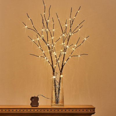 Lighted Birch Branches 100 LED With Timer Battery Operated, Artificial Tree Branch With Warm,Willow Branch Lights For Home Bedroom Fireplace Christmas Holiday Decoration