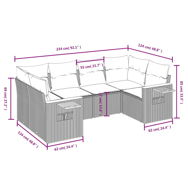 Grand canapé modulaire en rotin PE Vidaxl