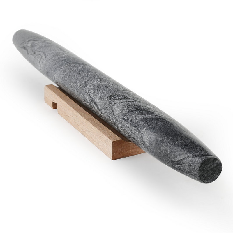 Marble French Rolling Pin with Stand, Monte Grigio