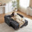 Classic pull-out sofa bed with cushioned seating, Chenille two-seater sofa with adjustable backrest-167202150