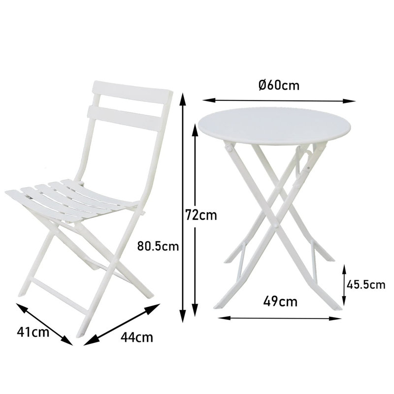 Biehle 2 - Person Patio Dining Set with Round Table, White