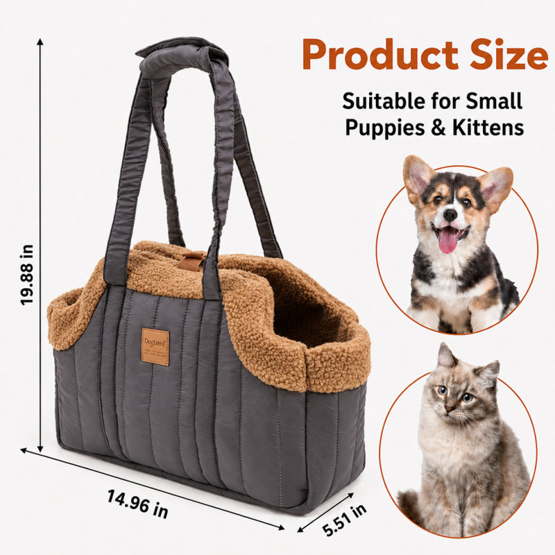 Sac de transport pour animaux de compagnie à doublure souple Winter, Gris