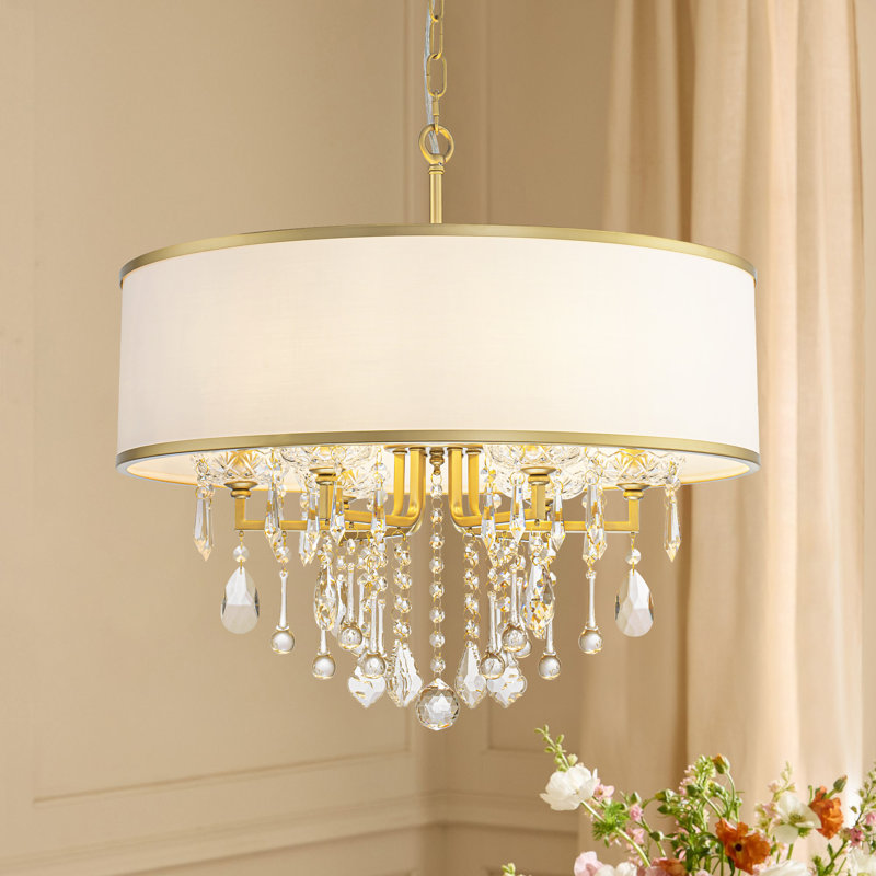 Lustre tambour en cristal 6 lumières Boho