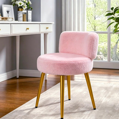 Upholstered Dressing Table Stool with Adjustable Feet
