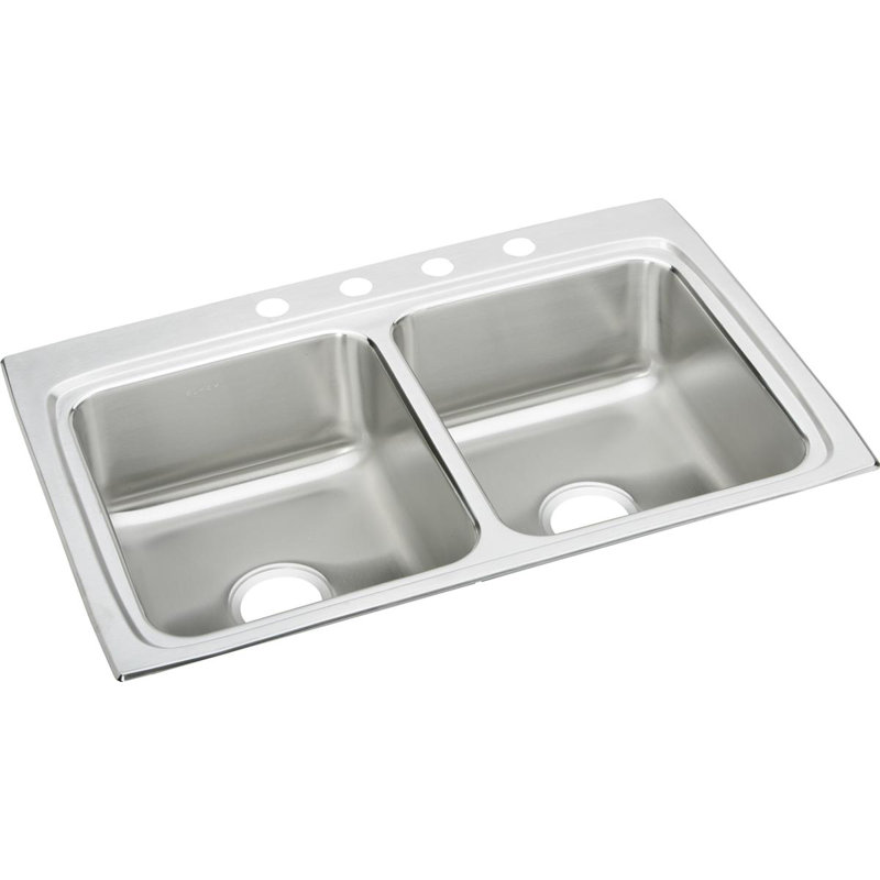 Évier de cuisine à double cuves l 33 po x l 22 po Lustertone, 4 trous