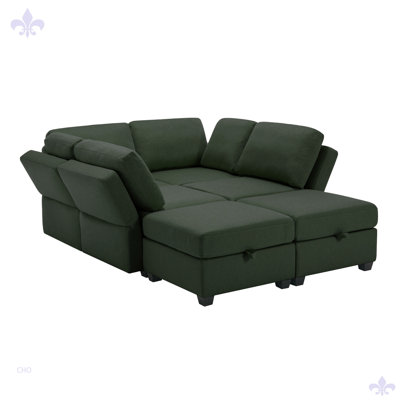 Grand canapé modulaire avec sièges de rangement et repose-pieds