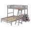 Lit simple superposé au dessus d'un lit double avec bureau et tiroirs-148216128