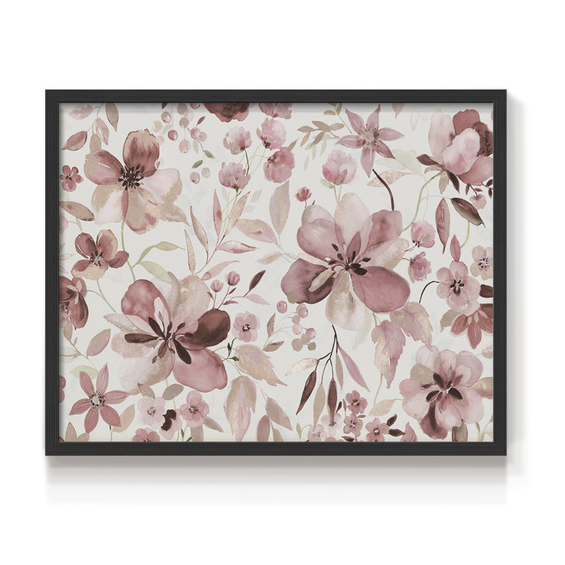 Shimmering Blush Garden - impression encadrée - réaménageable, H 16 po x l 20 po, Noir, noir, noir, noir