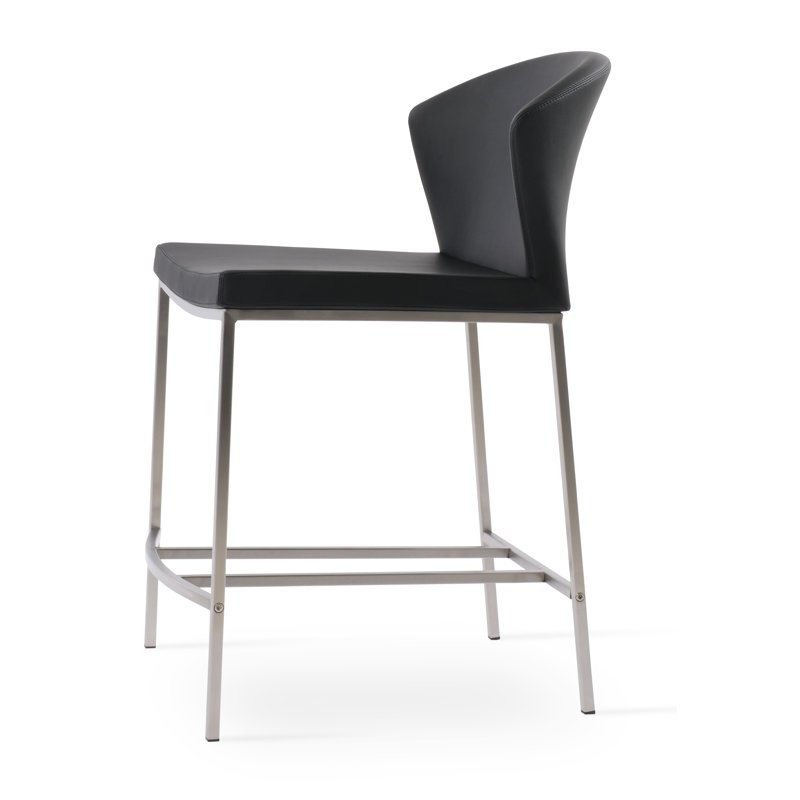 Capri Metal Bar Stool, Black Faux Leather