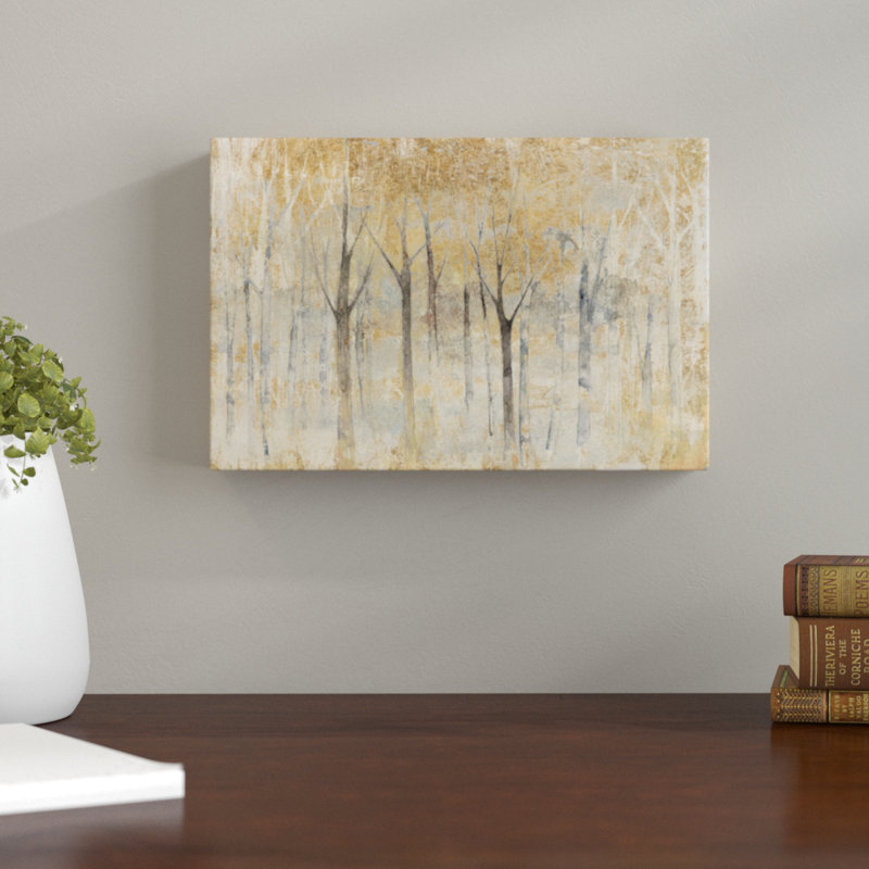 «Seasons End Gold», reproduction sur toile tendue, H 24 po x l 36 po x P 2 po, Cadre flottant gris