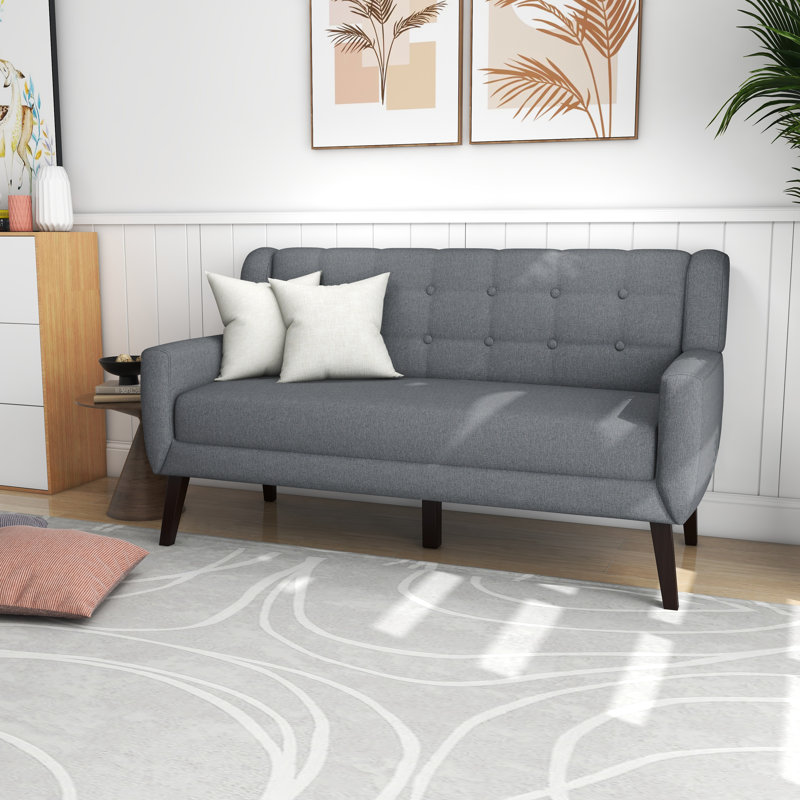 160cm Square Arm Upholstered Loveseat, Grey