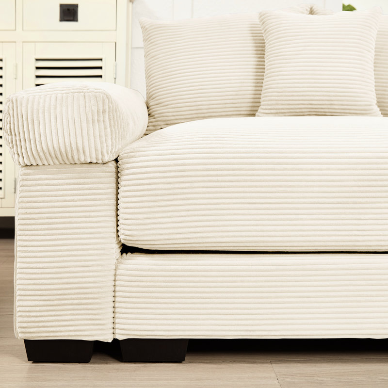 Oversized Cloud Modular Sectional Couch, 3 - Seat Cream Convertible With Deep Seat, Extra-wide , 10 Corduroy Throw Pillows, Ergonomic Design For A Charming Living Room Colored , Easy Assembly Home
