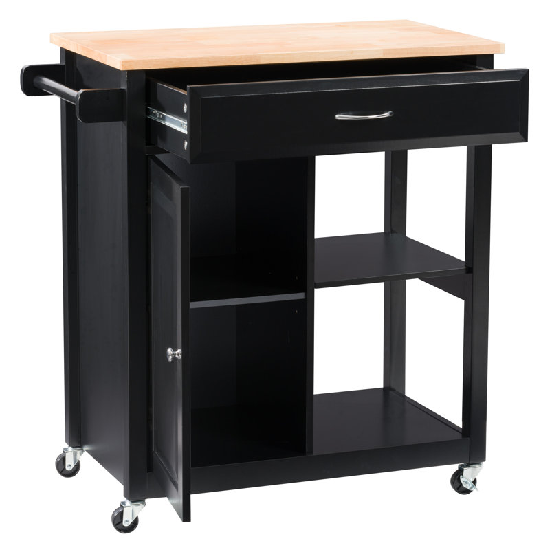 Banno Solid Wood Kitchen Cart, Black