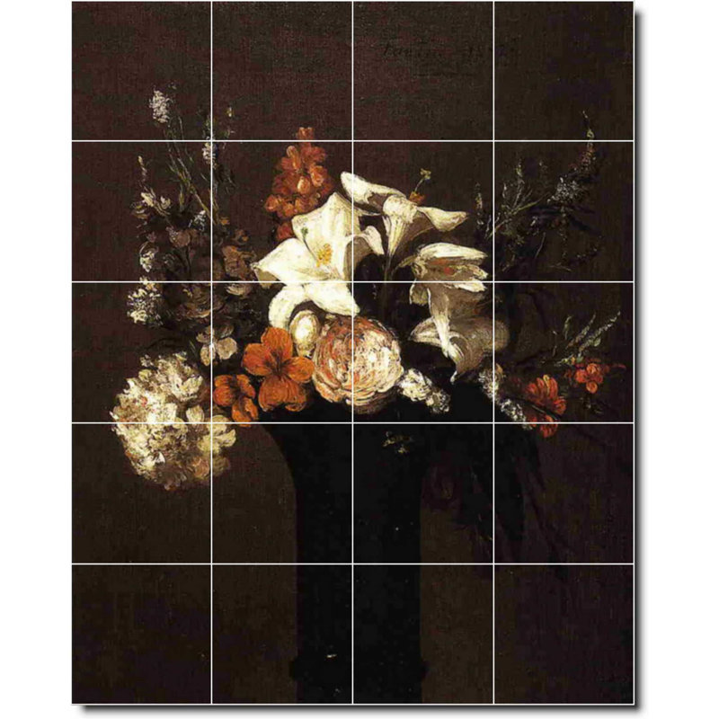 Carreau de céramique décorative 24 po x 30 po 6 po x 6 po, Fleur 03122