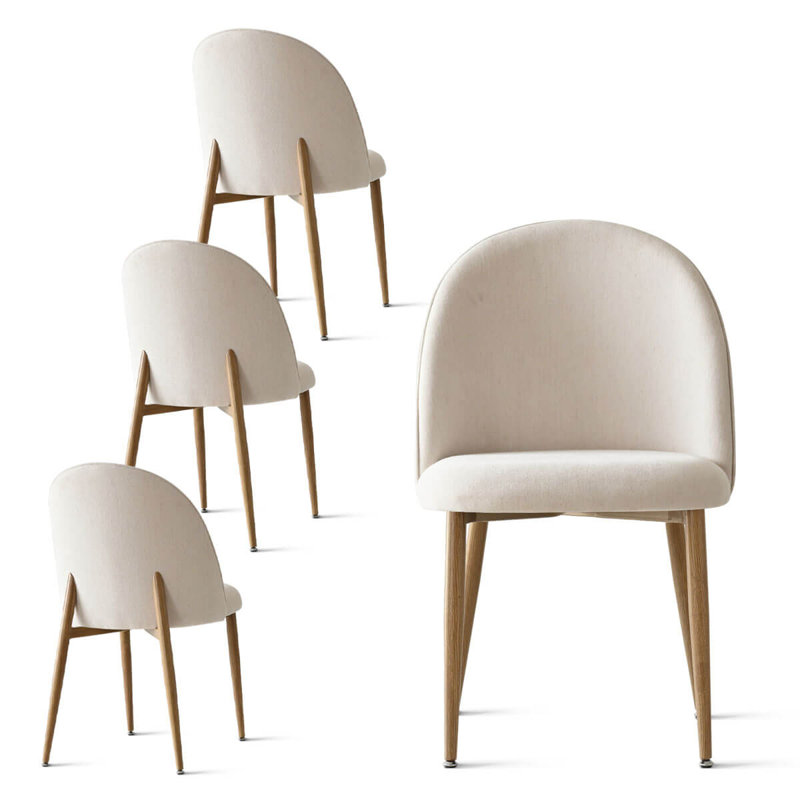  Upholstered Dining Chair with Metal Legs (Set Of 4) , Beige, Oak