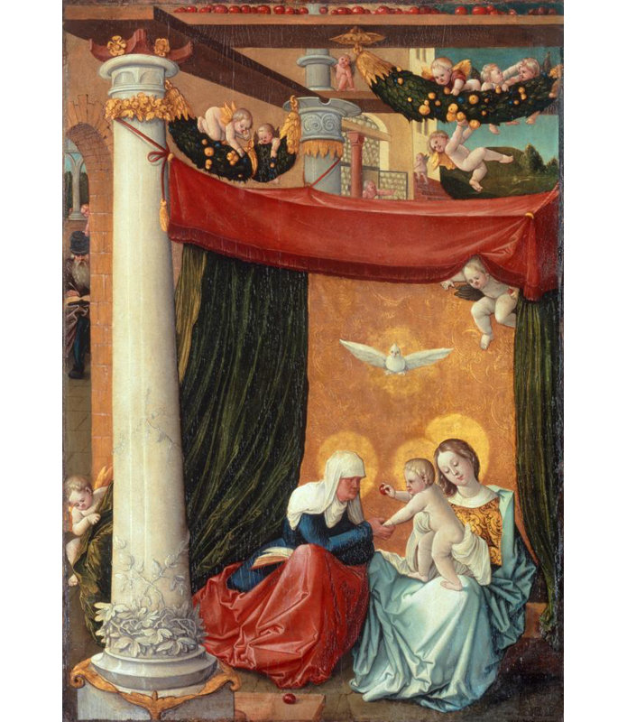 "Vierge à l'enfant et la Sainte Anne" par Hans Baldung - Art mural sur toile tendue avec châssis, H 24 po x l 17 po