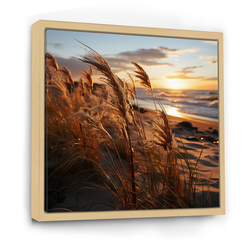 Brise de plage au lever du soleil II, H 16 po x l 16 po x P 1 po, Cadre naturel flottant