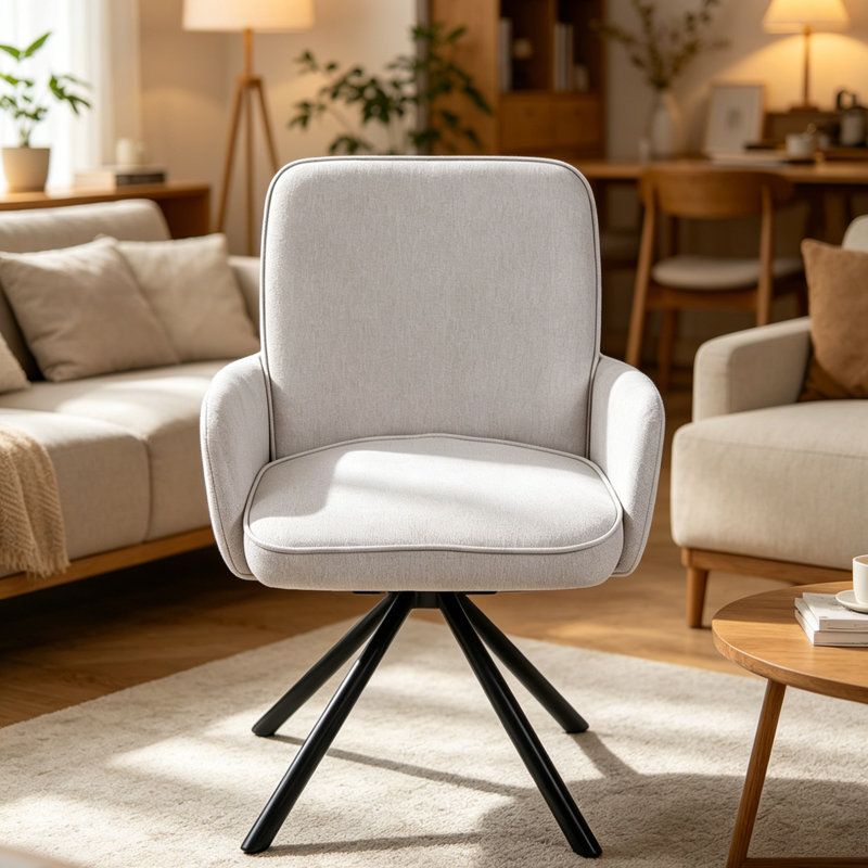 Upholstered Swivel Accent Chair, Beige