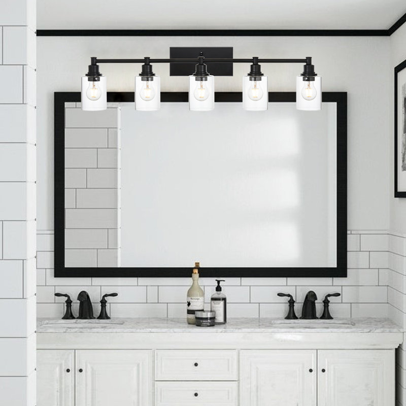 Éclairage pour meuble-lavabo à 5 lumières Fosque, Noir