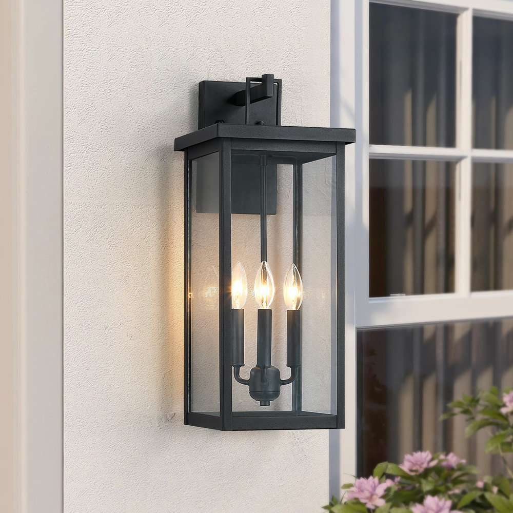 Industrial Textured Black online Outdoor Wall Sconce 12