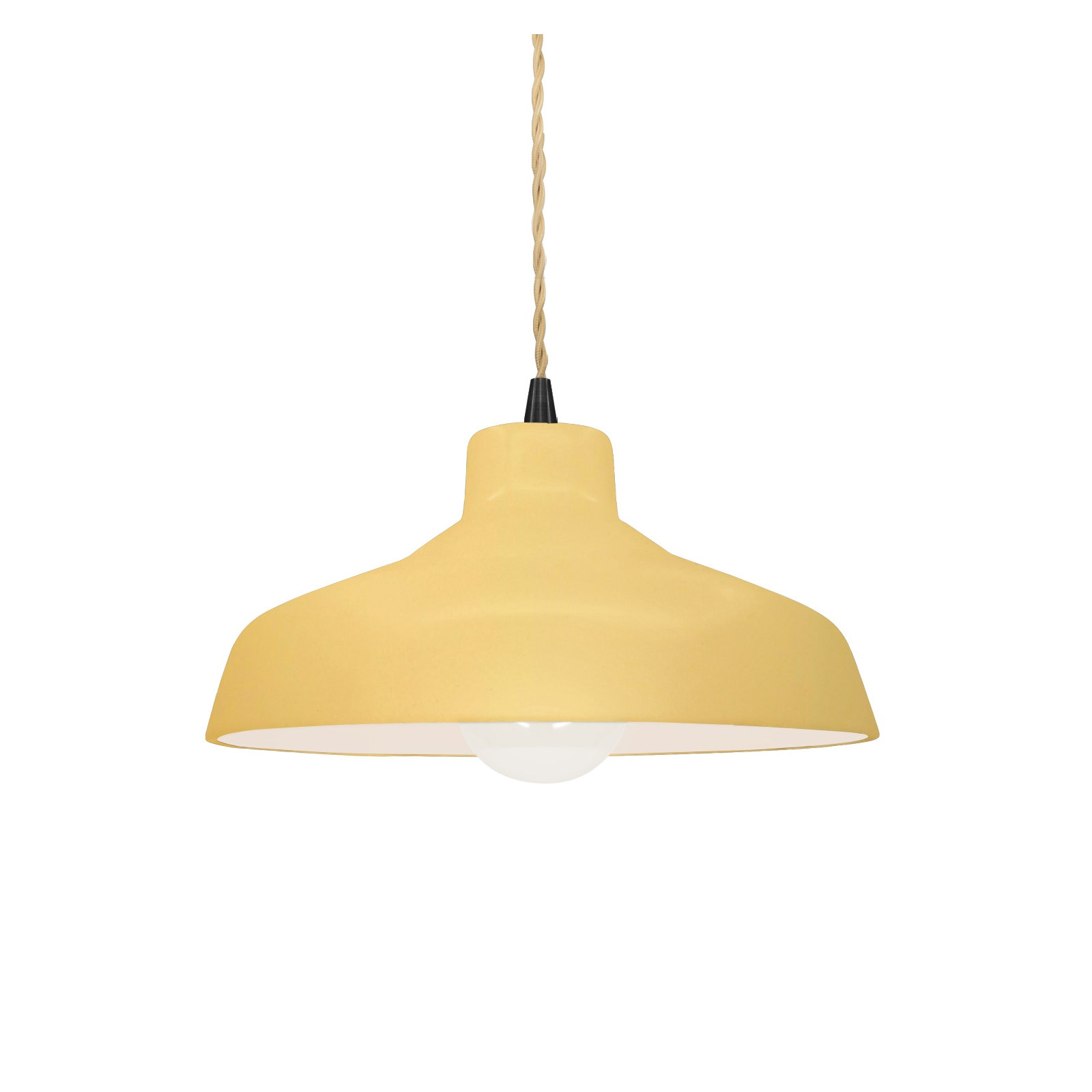 Fallon Ceramic Dimmable Pendant, 5.75" H x 11.5" W x 11.5" D, Muted Yellow, Matte Black