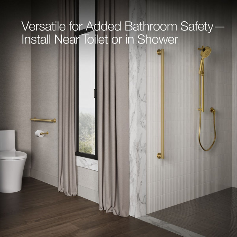 Purist® Grab Bar, 24"W, Vibrant Brushed Moderne Brass