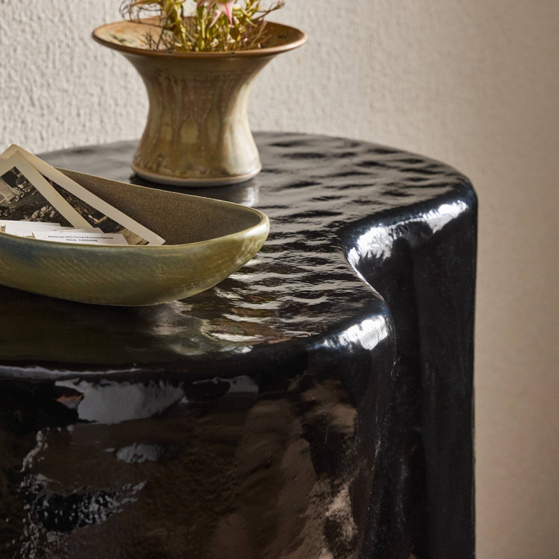 Dulcie End Table-Glossy Black Cast Aluminum