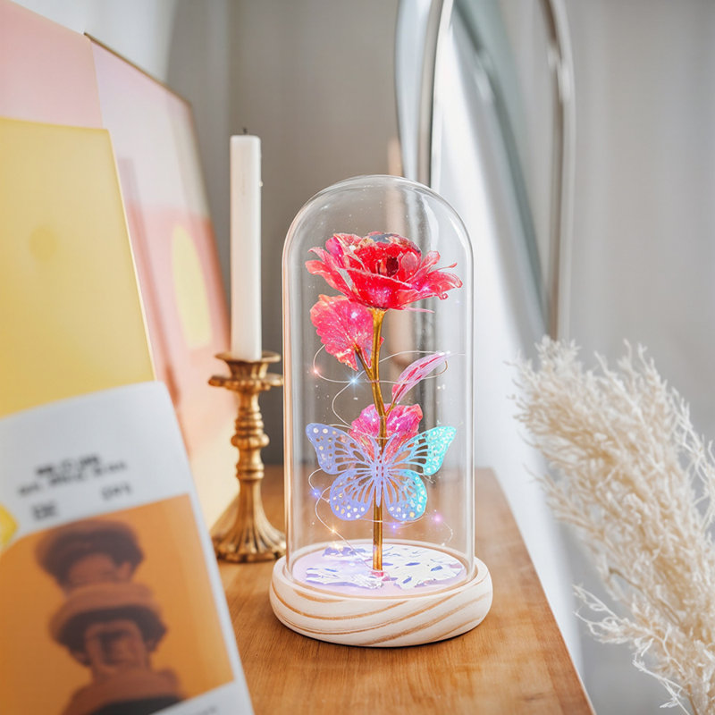 Cloche Or Water Globe, Golden/Red/Silvery